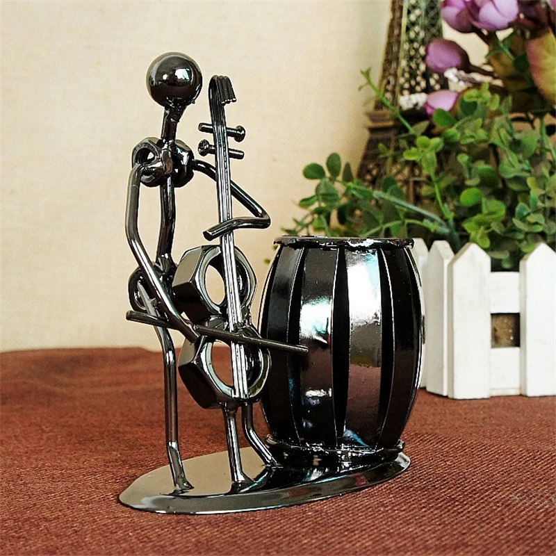 

Iron Character Flute Band and Cello Pen holder Kit Modern Delicate Presents for Friends Children Study Supplies Decorative Iron