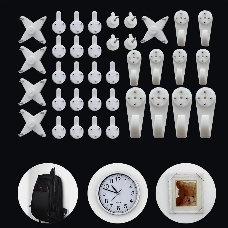 

10pcs Plastic Wall Hooks Storage Rack Picture Photos Mirror Gadgets Hanging Hangers For Kitchen Bathroom Room Wall Hooks