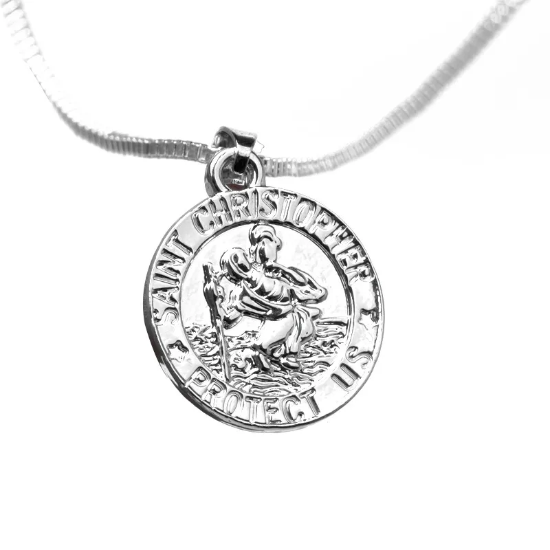 Ожерелье на цепочке с Иисусом Христом, ожерелье святого Кристофера, защищающее нас, круглое серебряное, золотое, ювелирное изделие, подарок для христианства