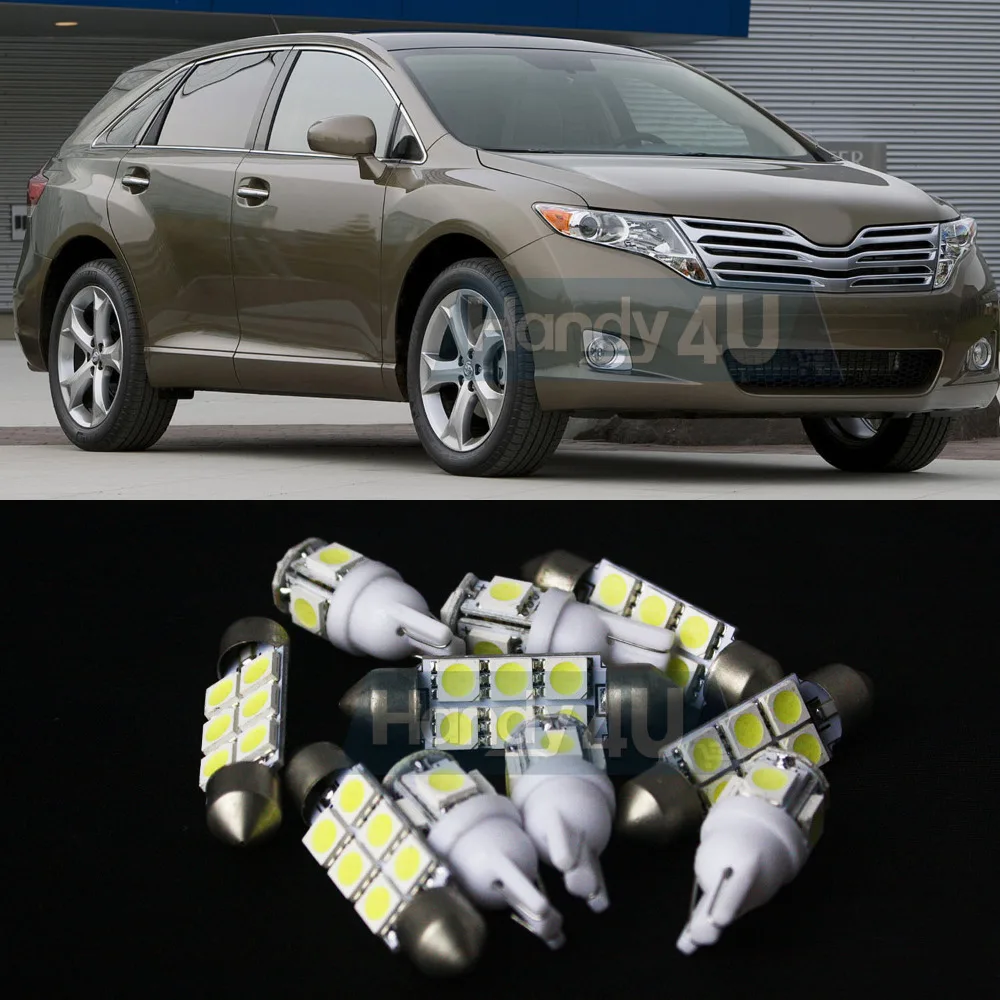 Free Shipping!! 9x White LED Lights Interior Package Kit 11 2009 2012 Venza For Toyotaled