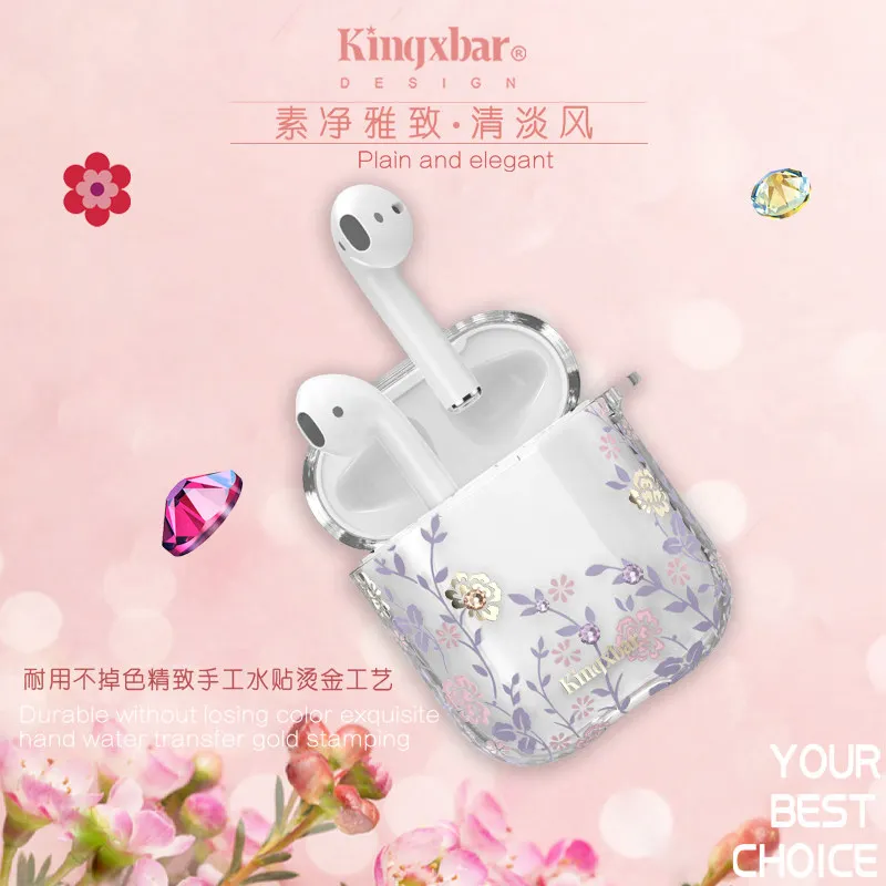 For Airpods 2 Case Accessories Airpods Wireless Charging Bluetooth Headphone Holder Bag Protective Cover With Crystals KINGXBAR