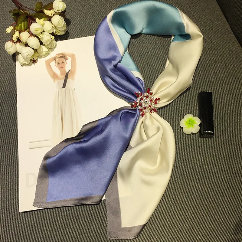 Для женщин Полосатый квадратный шарф шелковые шарфы горошек стюардесса хозяйка дамы Офис шейный платок бандана размеры 70 см