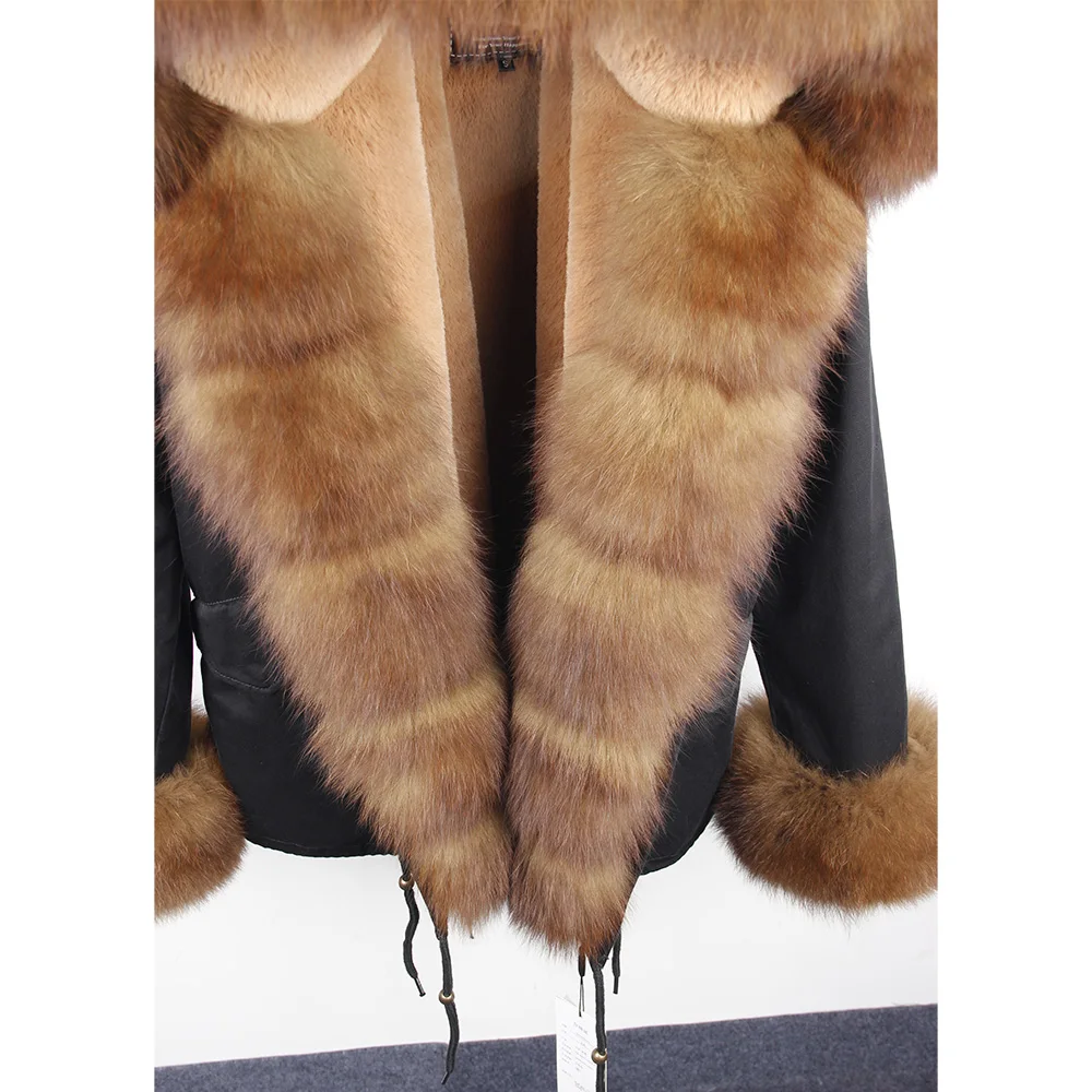 MaoMaoKong Зимняя Куртка парка натуральный Лисий мех воротник натуральный мех пальто fux меховая подкладка Женское пальто
