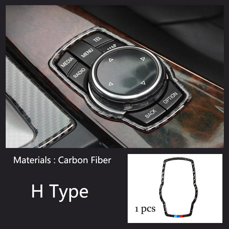 Пульт дистанционного управления для BMW 1 3 4 5 7 серия X1 X3 X4 X5 X6 F30 F10 F15 F16 F01 E70 E71 углеродного волокна чехол для рычага переключения передач Стикеры отделкой стайлинга автомобилей - Название цвета: H Type