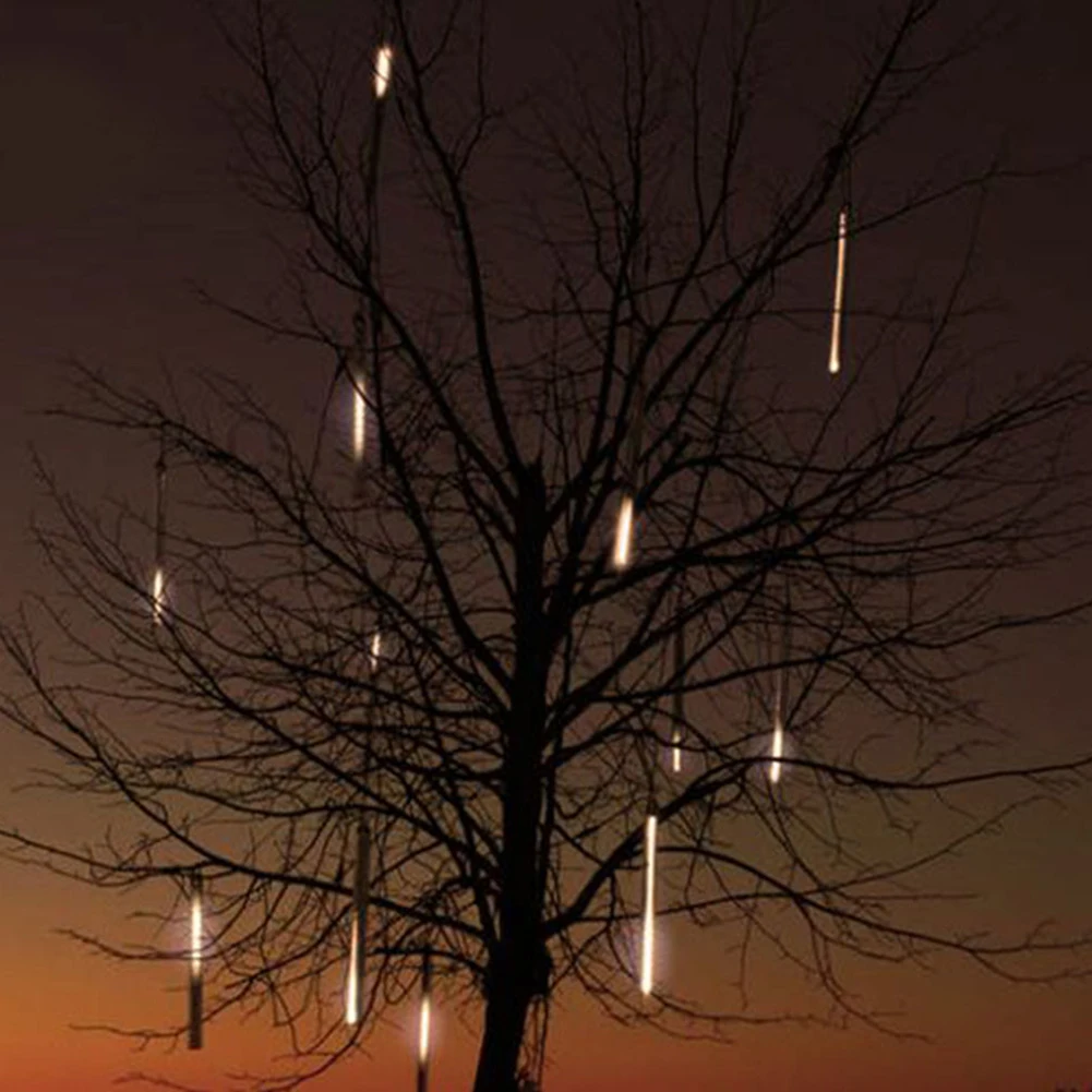 ЕС/США штекер 100-240 В 8 трубок дождь капля/сосулька Снег осень струна светодиодный Рождественская елка украшение Каскадный Метеор светильник украшение