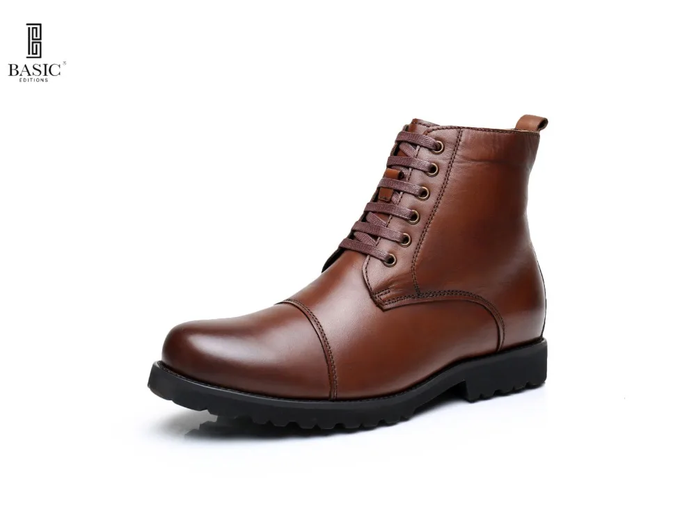 leather stacked heel boots