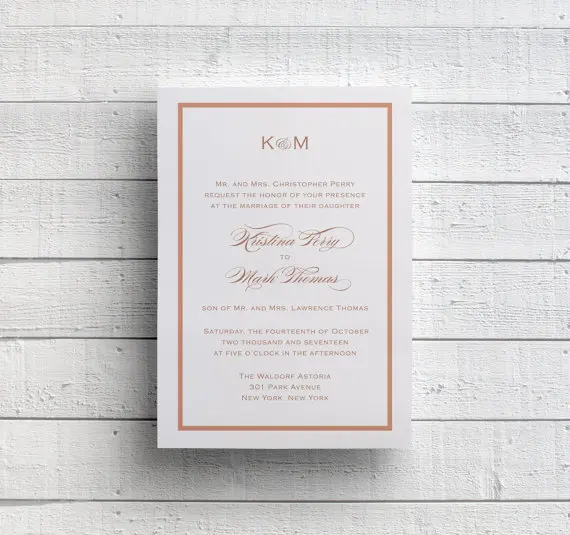  Elegant Rose Gold Foil Print Wedding Invitations - 32847699405