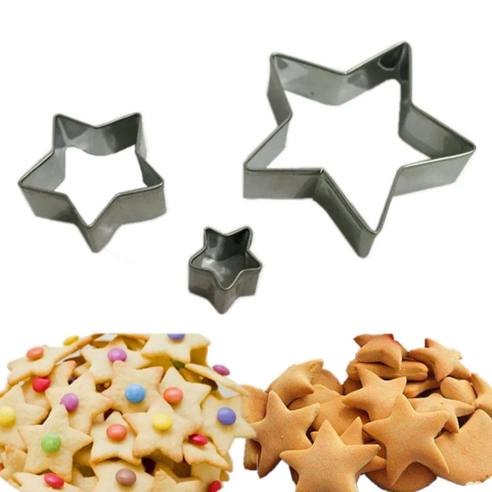Promotion Cookie Cutter! 3pcs /set Star Shape Stainless Steel Cookies Cutter Mold Cake Rice Molded Vegetable and fruit | Дом и сад