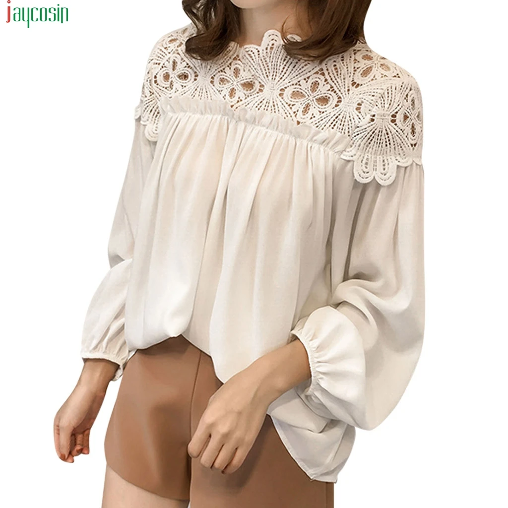 JAYCOSIN модные женские топы и блузки повседневные однотонные свободные рубашки с