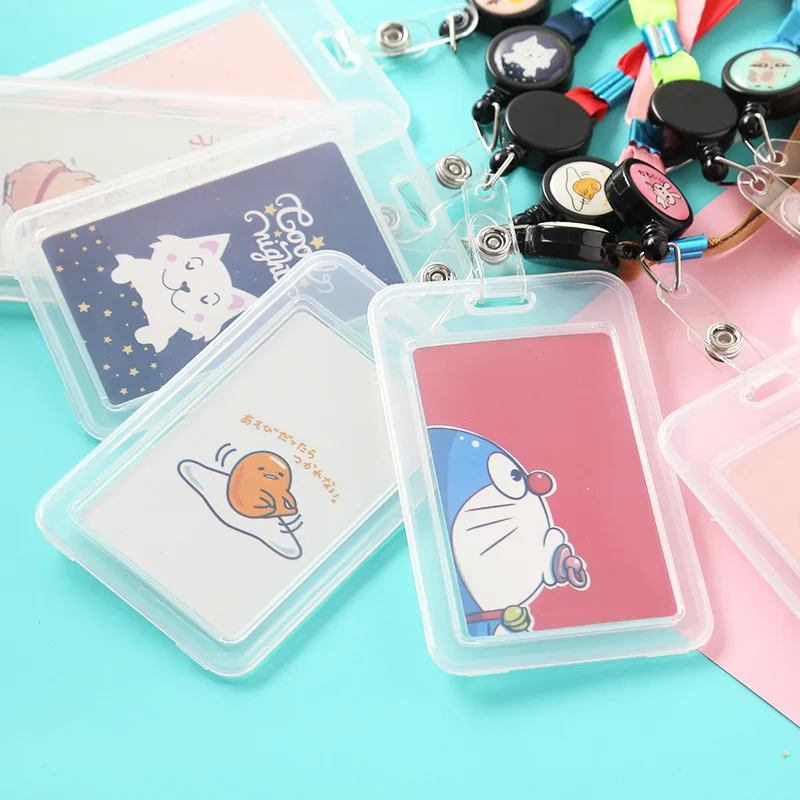 Cartoon Retractable Pull Badge Card Holder with Rope Nurse Doctor Exhibition Keys ID Name Card Badge Holder Kawaii Stationery