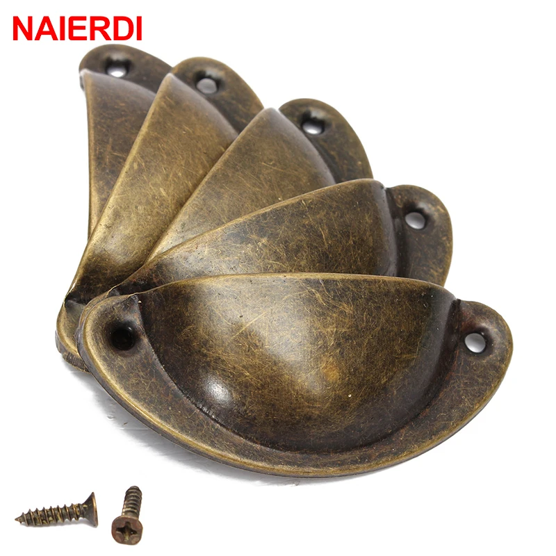 NAIERDI 20PCS Antique Handles Vintage Cabinet Knobs Retro Drawer Door Box Handle Cupboard Brass Frame Pull Furniture Hardware
