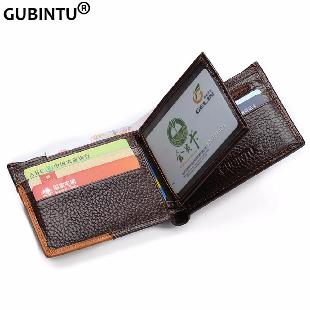 GUBINTU جلد أصلي للرجال محافظ عملة جيب سستة محفظة رجالية جلدية الحقيقي مع عملة عالية الجودة الذكور محفظة cartera