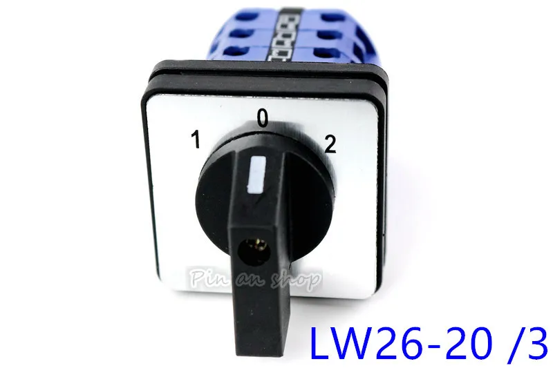 CA10 заменитель LW26-20/3 20A поворотный кулачковый переключатель 1-0-2 ON-OFF-ON 3 полюса 12