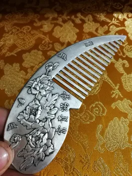 

CHINEA FOLK ART old Carved Silver carving comb
