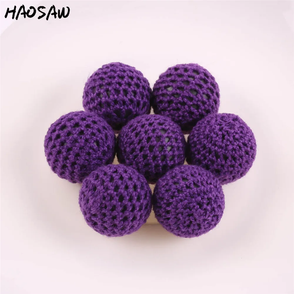 

20MM 100Pcs/Lot Loose High Quality Crochet Beads Handmade Knitting Beads Accessories For Child DIY Jewelry Necklace Bracelet