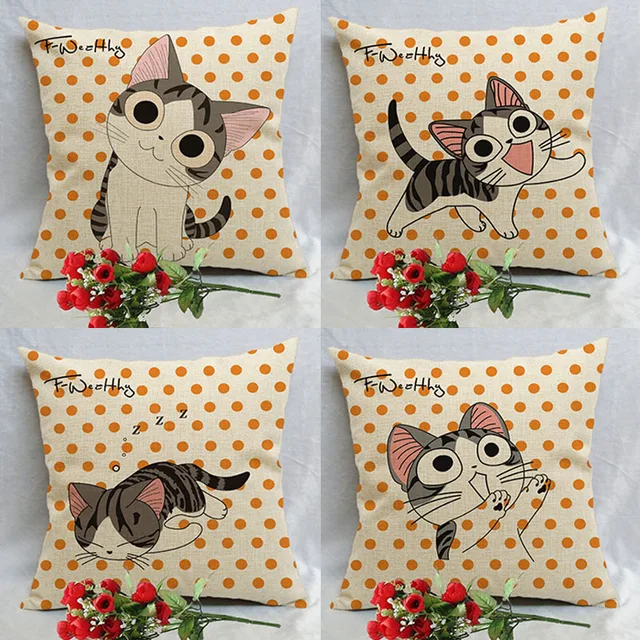 Us 3 0 50 Off Cushion Cover For Sofa Car Chairs Home Decorative Pillows Cute Cat 12 Styles Chi S Sweet Printed Square 45x45cm Pillow Covers D7 In