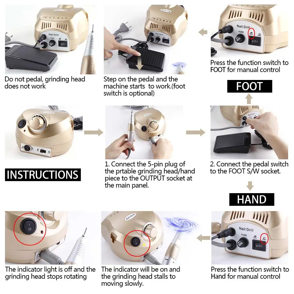 Online Elektrische Nagel Bohren Maniküre Maschine Set Pediküre Schneider Gerät Kit Fräsen Maschine Gel Polish Remover Nail art Datei Bits