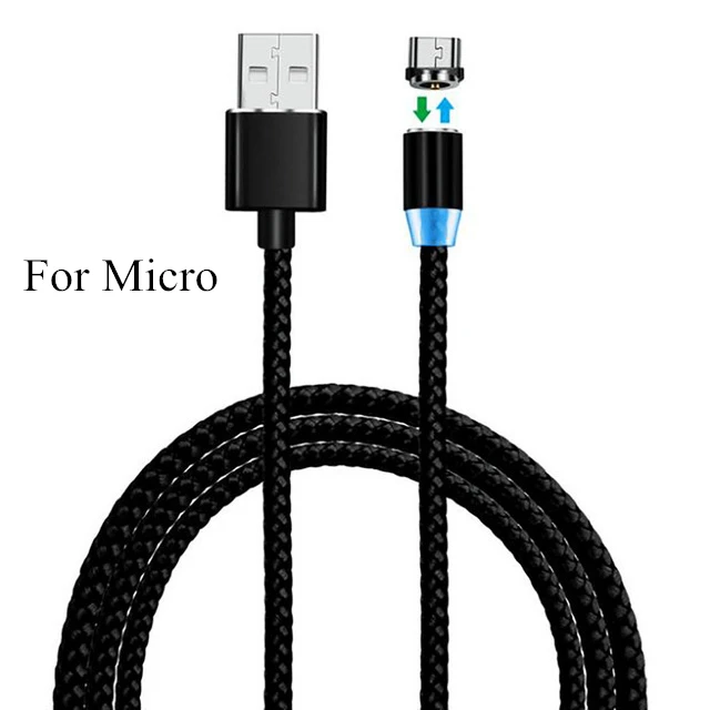 Syrinx Магнитный usb-кабель для Iphone X XS XR светодиодный индикатор нейлоновый плетеный кабель Micro USB type C для быстрой зарядки samsung Xiaomi - Цвет: black for micro
