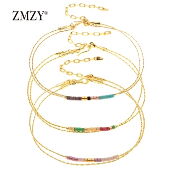 

ZMZY Multicolor Delica Miyuki Bracelets Adjustable Gold Chain Jewelry For Women 2-layer Cute Mini Bracelets Wholesale