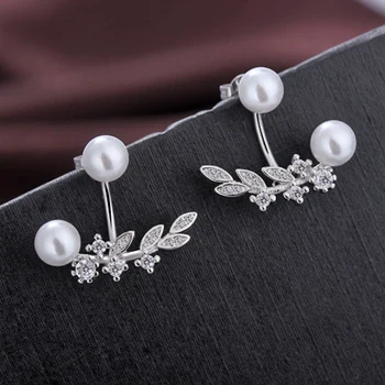 

Hot Sale Korean Jewelry New Zircon Crystal Pretty Earrings For Women Fashion Jewelry 925 Sterling Silver Pearl Love Gifts