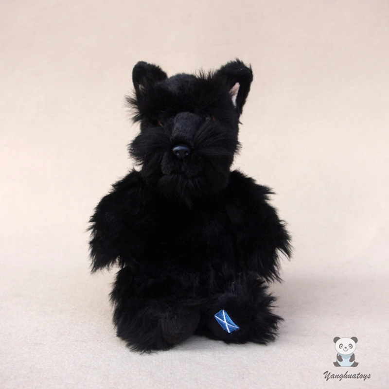 

Stuffed Toys Cute Sitting Dogs Plush Doll Real Life Black Schnauzer Dolls Toy Birthday Gifts