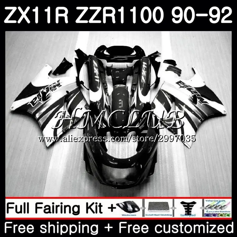Средства ухода за кожей для KAWASAKI NINJA ZX 11R черно-белые ZZR1100 ZX-11R 1990 1991 1992 50HC. 11 ZZR 1100 ZX11 R ZX-11 R ZX11R 90 91 92 обтекатель - Цвет: No. 1