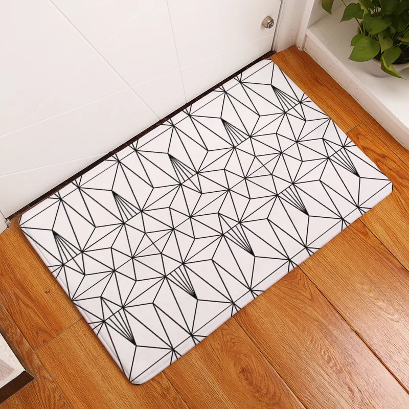 

CAMMITEVER Geometric Diamonds Rugs White Black Grey,Ribbed Indoor Outdoor Rug for Entrance, Door Floormat with Shoe Scraper