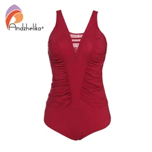 Andzhelika, купальник размера плюс, женский, Цельный купальник, Одноцветный, сетчатый, купальник, складной, боди, купальник, бразильский, пляжный, монокини