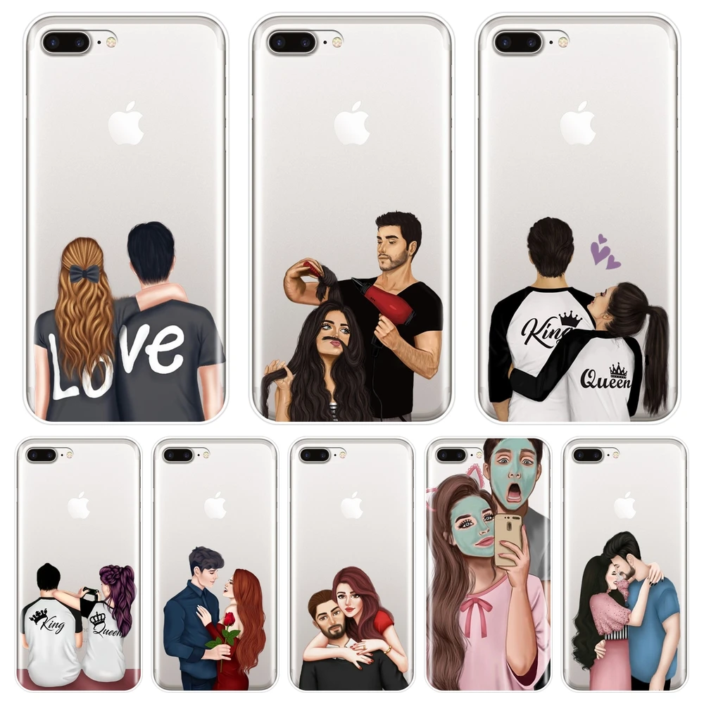Силиконовый чехол для телефона iPhone X XR XS MAX 8 7 6 S пара любовь сердце мультфильм