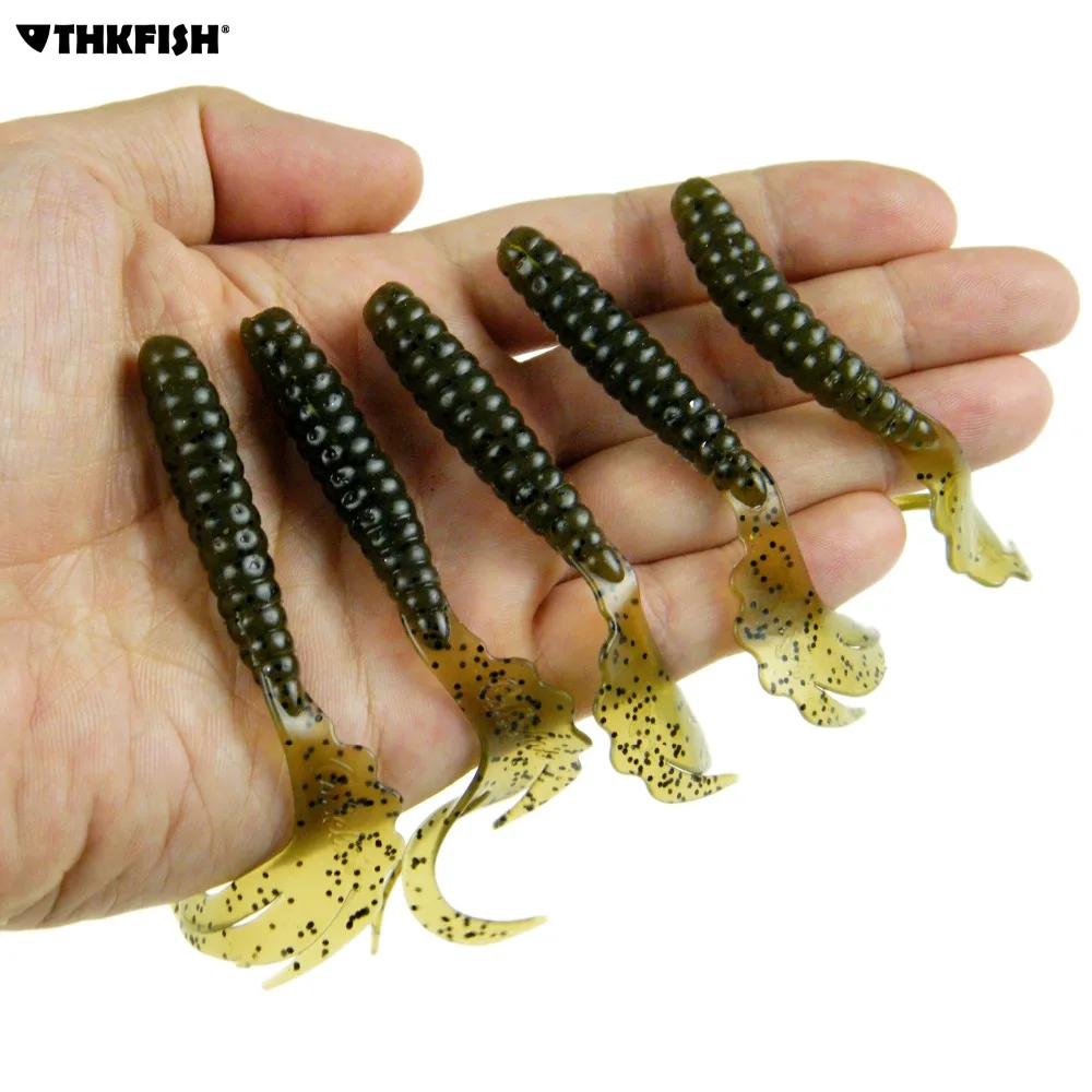 15Pcs 5g 95mm Carp Fishing Lures Curly Tail Maggot Worm Soft Bait Lake Pond River Creek Trout
