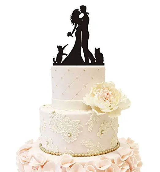 

Black Acrylic Wedding Cake Topper Mr Mrs Bride Groom Family Cake Toppers Bridal Shower for Decoration party supplie