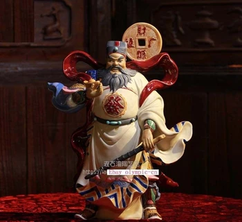 

15'' china porcelain pottery Temple martial god of wealth Zhao Gongming statue