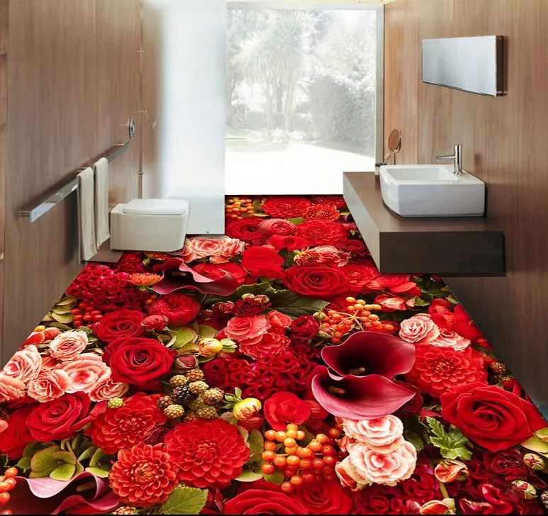 Beibehang красивая роза море гостиная 3d полы плитка papel де parede para кварто фотообои рулон стен 3d