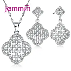 Jemmin новые комплекты ювелирных изделий для Для женщин 925 Серебряный кулон Цепочки и ожерелья серьги Bijoux Femme Colar Feminino