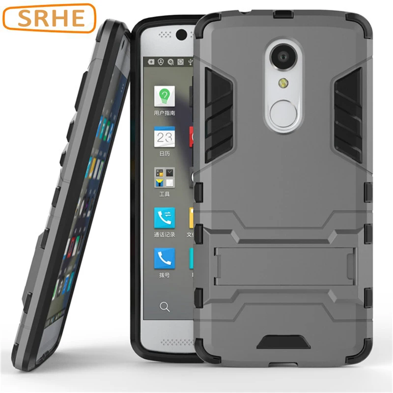 ZTE Axon 7 Mini Case Plastic + Soft Silicone Rubber Armor Stand Full Cover For Axon7 Funda Coque With Phone Holder |