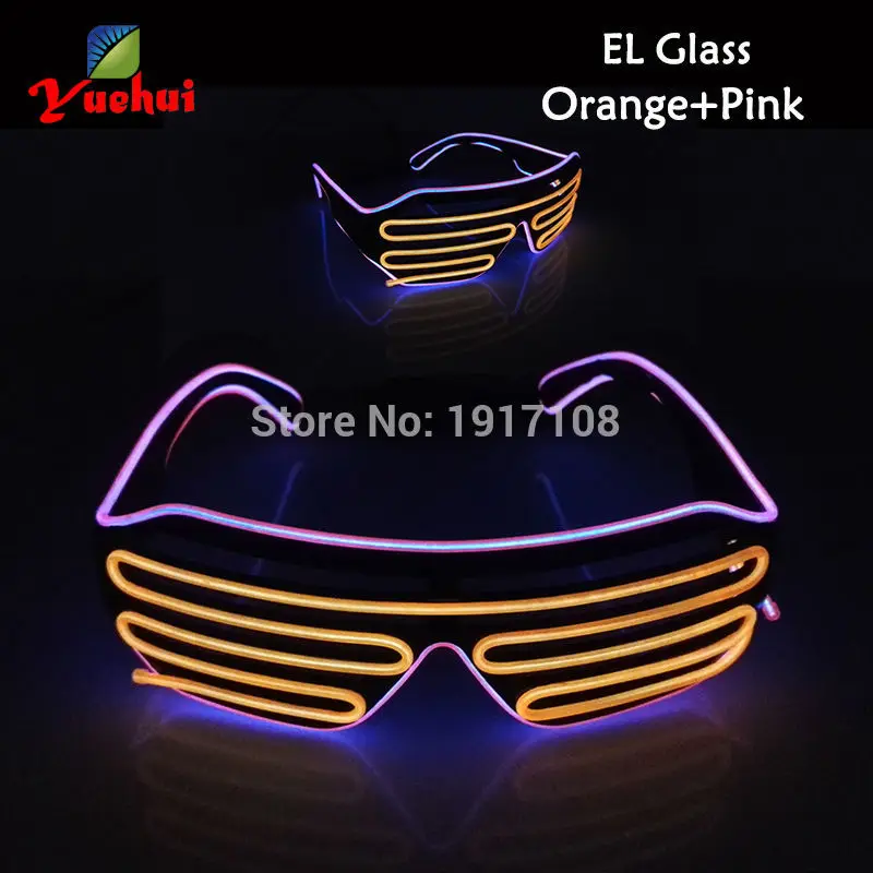 Горячая Распродажа, неоновый светодиодный светильник EL Wire, модные вечерние очки для украшения, светящийся/Устойчивый на EL инвертор - Цвет: Orange VS Pink