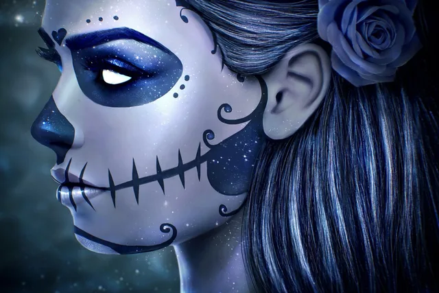 skull girl makeup rose