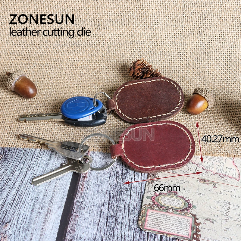 ZONESUN Y006 кожаная записная штанцевый нож кольцо в форме ключа брелок держатель удар