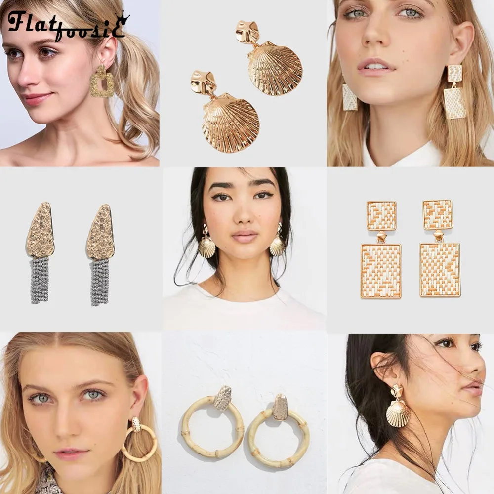 

Flatfoosie 2019 New Design Bohemian Dangle Earrings For Women Handmade Rattan Weave Ethnic Fashion Crystal Drop Earring Jewelry