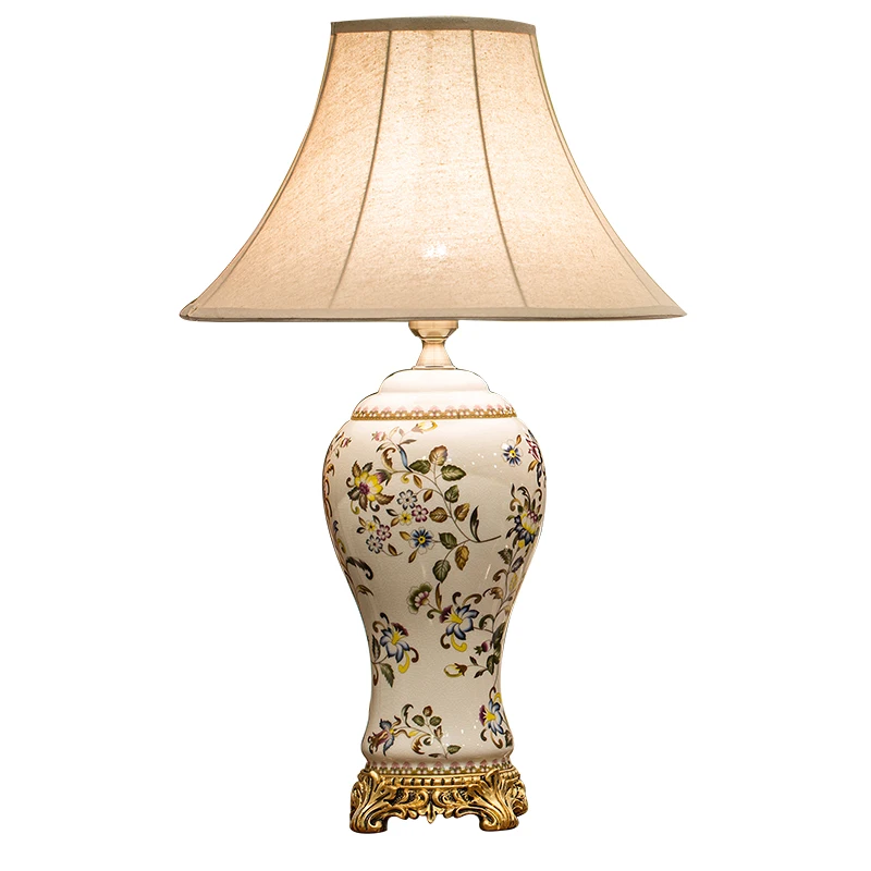 

European-style desk lamp American-style retro desk lamp living room ceramic luxury decoration desk lamp according to the con