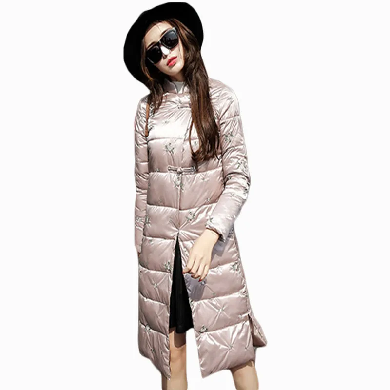 

2017 WINTER WOMEN JACKET THICKEN SLIM X-LONG PARKA SOLID CUTE FLORAL COTTON LINER JAQUETA FEMININA INVERNO ZL238