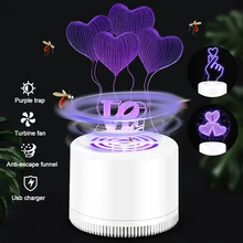 USB Electronic Mosquito Insect Killer Lamp Mute Indoor 360 Degrees Suction Fan Repellent Trap Creative 3D Love Heart Shape
