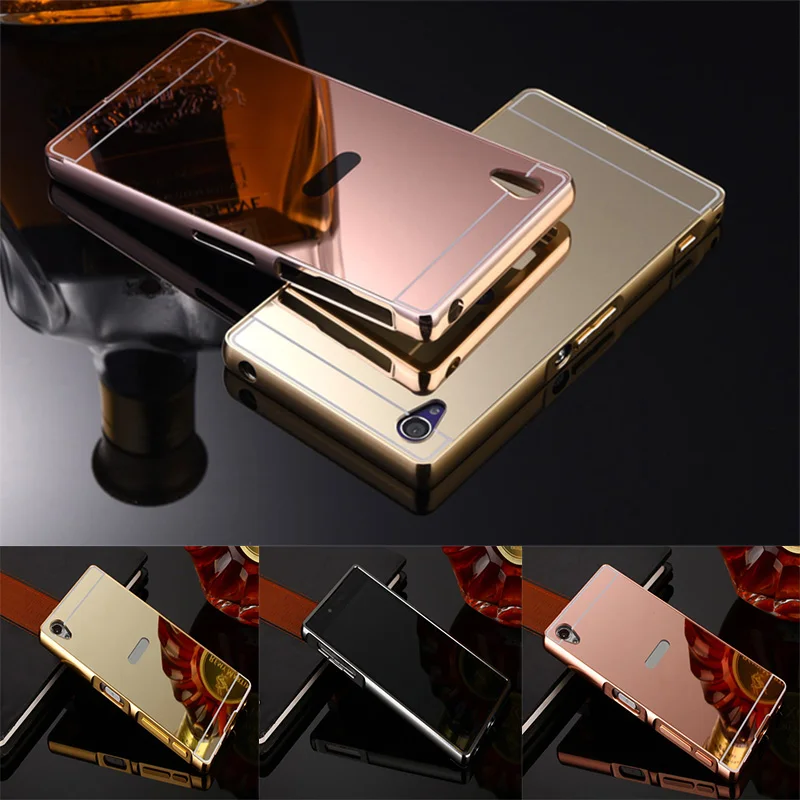 

Luxury Gold Plating Aluminum Metal Mirror Case For Sony Xperia XA1 Phone Case Back For Sony XA1 case