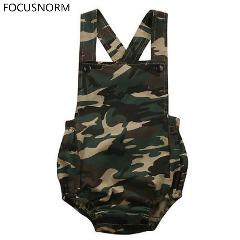 

FOCUSNORM New Cotton Newborn Infant Baby Girl Boy Sleeveless Romper Camouflage Sunsuit Outfits