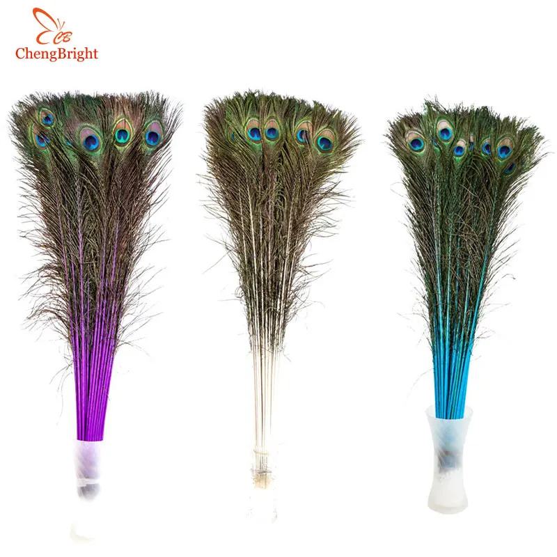 

CHENGBRIGHT 100 Pcs/Lot 70-80CM/28-32 Inch High-Quality Natural Peacock Feathers DIY Decoration Decorative Feathers