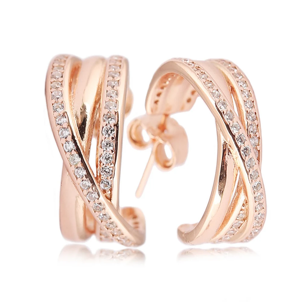 2017 New love Entwined stud Earrings rose gold earring for women