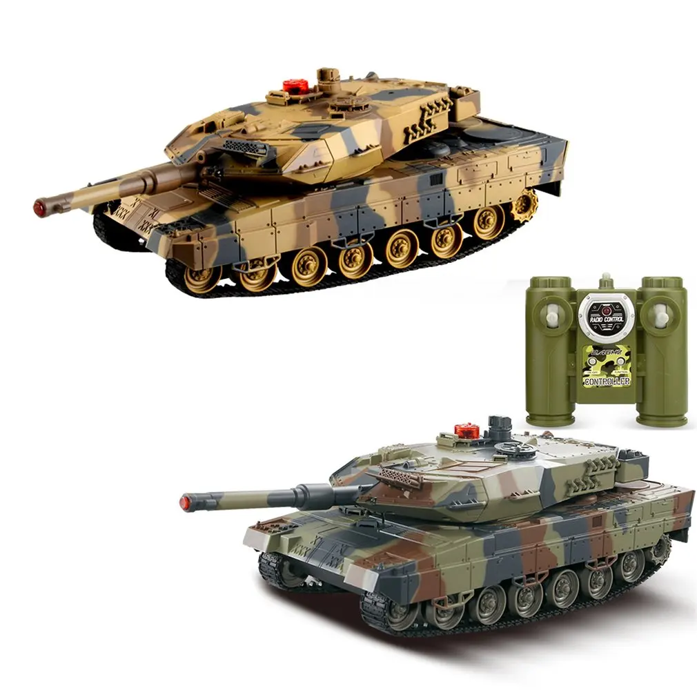 2pcs 1/24 Scale German Leopard A6 Infrared Fighting RC Battle Tank with Sound and Lights wireless RC Tank Toys