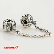 Подходит Pandora шармы браслеты Замок Клип шарики на страховочной цепочке 925 стерлингового серебра ювелирные изделия
