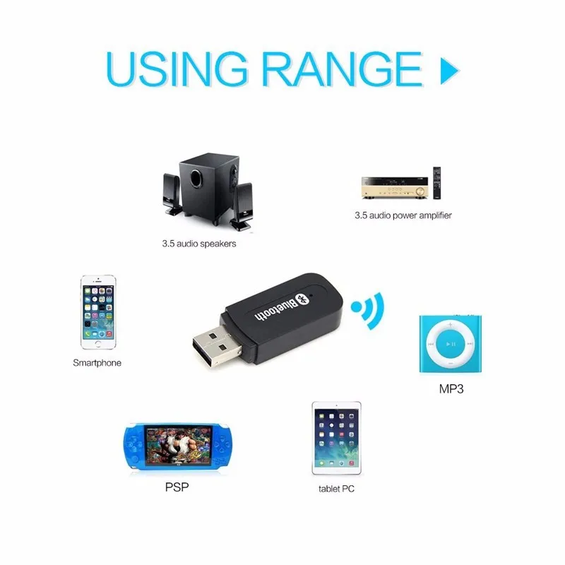3 5 мм USB беспроводной Bluetooth музыкальный аудио приемник Ключ адаптер кабель для Aux