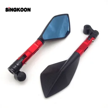 

8 10mm universal cnc motorcycle mirrors Blue Lens Rearview Side Mirror FOR kawasaki versys 650 ducati scrambler Yamaha xj6